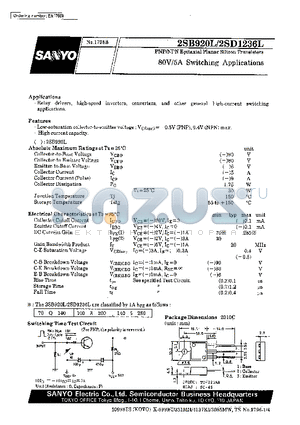 2SB920 datasheet - 80V/5A Switching Applications