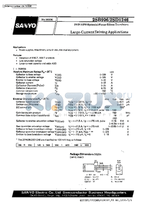 2SB926 datasheet - Large-Current Driving Applications