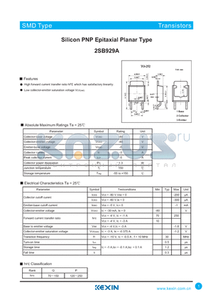 2SB929A datasheet - Silicon PNP Epitaxial Planar Type