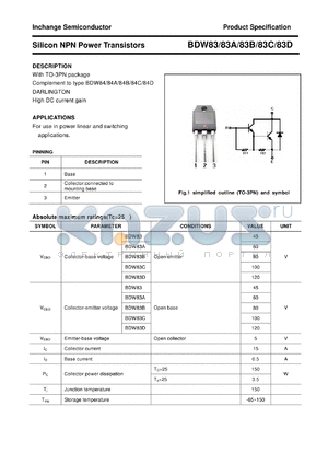 BDW83 datasheet - Silicon NPN Power Transistors