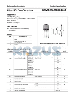 BDW83A datasheet - Silicon NPN Power Transistors