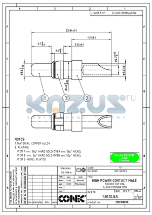 131C10029X datasheet - HIGH POWER CONTACT MALE