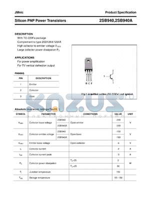 2SB940 datasheet - Silicon PNP Power Transistors