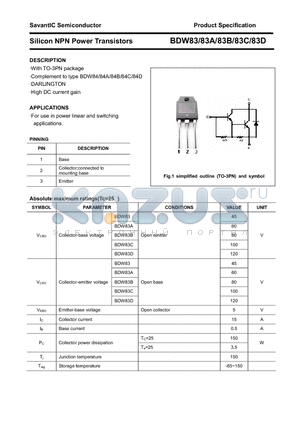 BDW83C datasheet - Silicon NPN Power Transistors