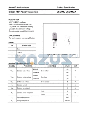 2SB942 datasheet - Silicon PNP Power Transistors