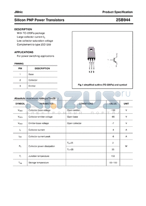 2SB944 datasheet - Silicon PNP Power Transistors