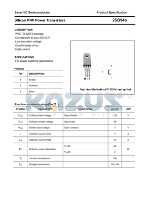 2SB946 datasheet - Silicon PNP Power Transistors