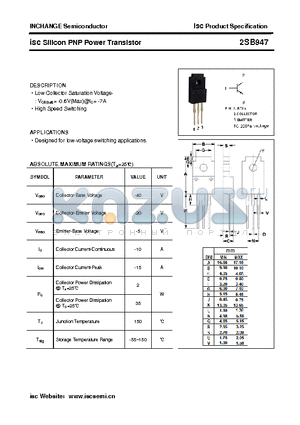 2SB947 datasheet - isc Silicon PNP Power Transistor
