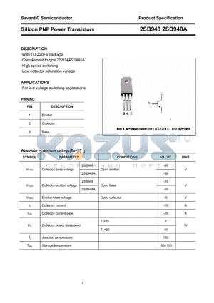 2SB948 datasheet - Silicon PNP Power Transistors