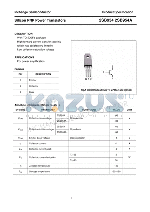 2SB954 datasheet - Silicon PNP Power Transistors