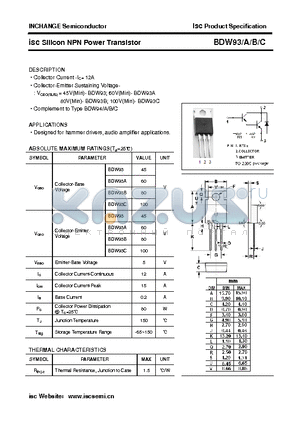 BDW93 datasheet - isc Silicon NPN Power Transistor