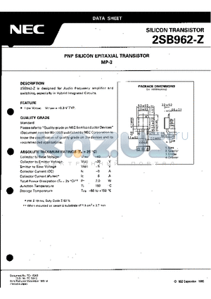 2SB962-Z datasheet - PNP SILICON EPITAXIAL TRANSISTOR MP-3