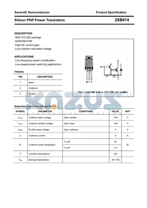 2SB974 datasheet - Silicon PNP Power Transistors