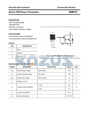 2SB975 datasheet - Silicon PNP Power Transistors