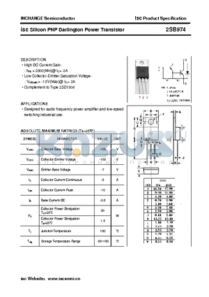 2SB974 datasheet - isc Silicon PNP Darlington Power Transistor