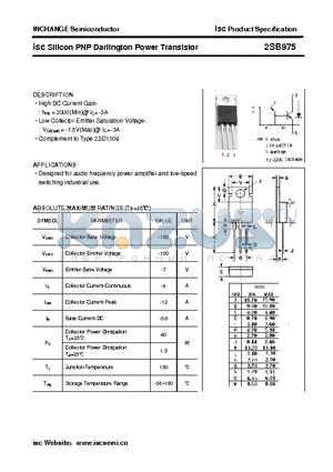 2SB975 datasheet - isc Silicon PNP Darlington Power Transistor