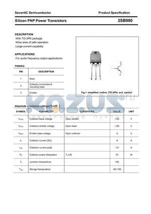 2SB980 datasheet - Silicon PNP Power Transistors