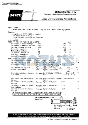 2SB985 datasheet - Large-Current Driving Applications