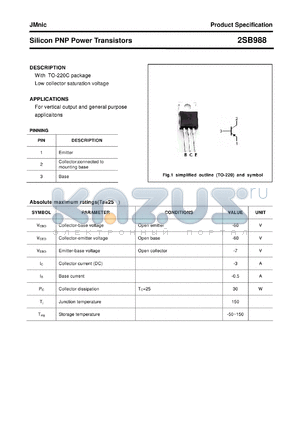 2SB988 datasheet - Silicon PNP Power Transistors