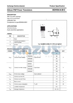 BDW94A datasheet - Silicon PNP Power Transistors