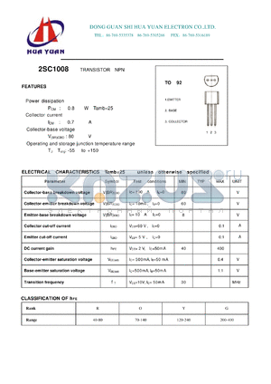 2SC1008 datasheet - TRANSISTOR NPN