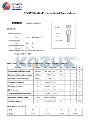 2SC1008 datasheet - Plastic-Encapsulated Transistors