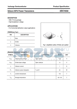 2SC1034 datasheet - Silicon NPN Power Transistors