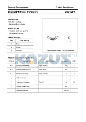 2SC1050 datasheet - Silicon NPN Power Transistors