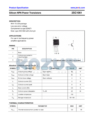 2SC1061 datasheet - Silicon NPN Power Transistors