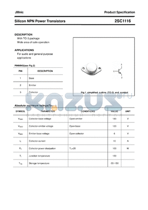 2SC1116 datasheet - Silicon NPN Power Transistors