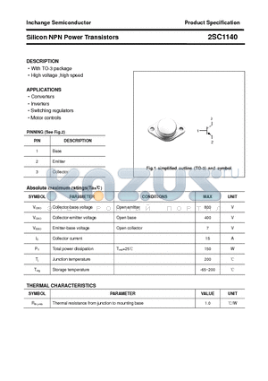 2SC1140 datasheet - Silicon NPN Power Transistors