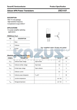 2SC1157 datasheet - Silicon NPN Power Transistors