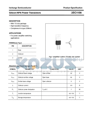 2SC1156 datasheet - Silicon NPN Power Transistors