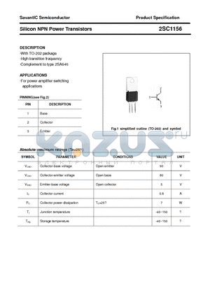 2SC1156 datasheet - Silicon NPN Power Transistors