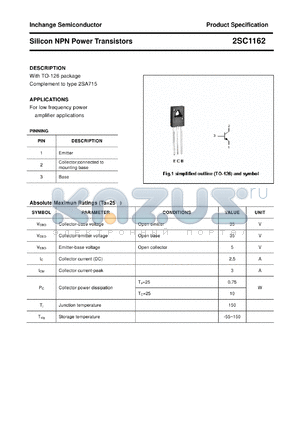 2SC1162 datasheet - Silicon NPN Power Transistors