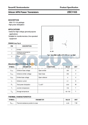 2SC1163 datasheet - Silicon NPN Power Transistors