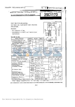 2SC1173 datasheet - SILICON NPN EPITAXIAL TYPE(PCT PROCESS)