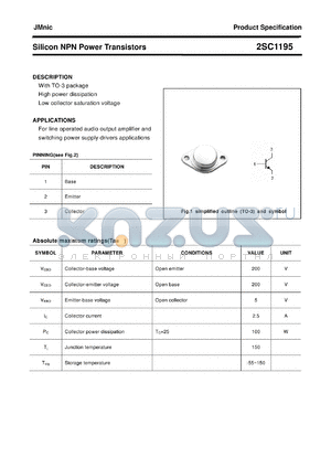 2SC1195 datasheet - Silicon NPN Power Transistors