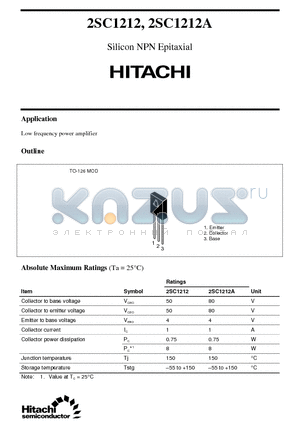 2SC1212 datasheet - Silicon NPN Epitaxial