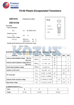 2SC1213 datasheet - Plastic-Encapsulated Transistors