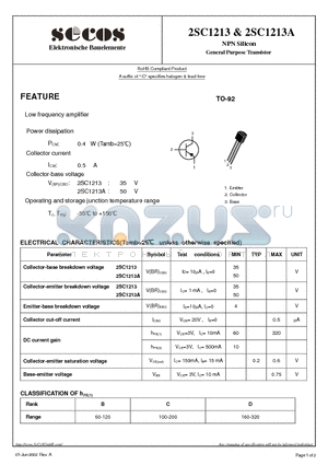 2SC1213A datasheet - NPN Silicon General Purpose Transistor