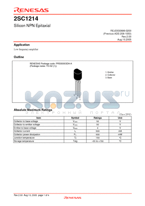 2SC1214 datasheet - Silicon NPN Epitaxial