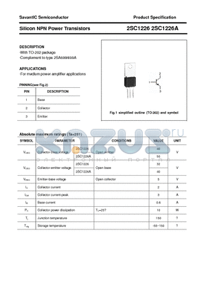 2SC1226A datasheet - Silicon NPN Power Transistors