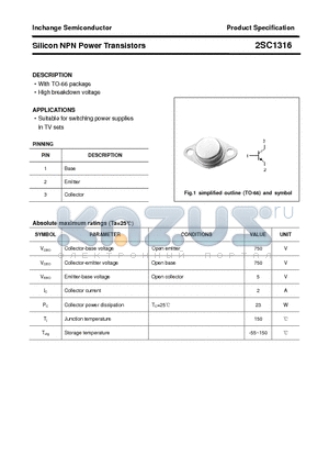 2SC1316 datasheet - Silicon NPN Power Transistors