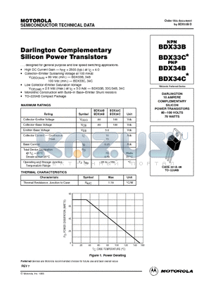 BDX34B datasheet - Darlington Complementary Silicon Power Transistors