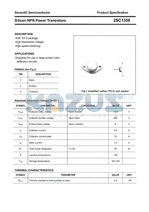 2SC1358 datasheet - Silicon NPN Power Transistors