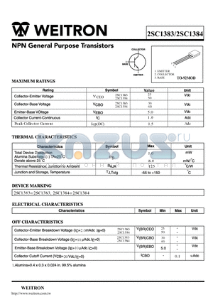 2SC1383 datasheet - NPN General Purpose Transistors