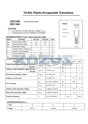 2SC1383 datasheet - TO-92L Plastic-Encapsulate Transistors