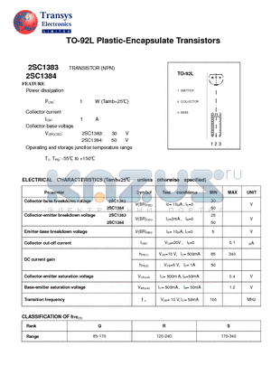 2SC1384 datasheet - Plastic-Encapsulate Transistors