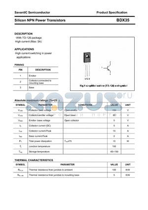 BDX35 datasheet - Silicon NPN Power Transistors